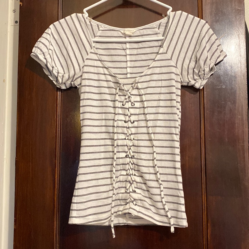 White and black striped shirt